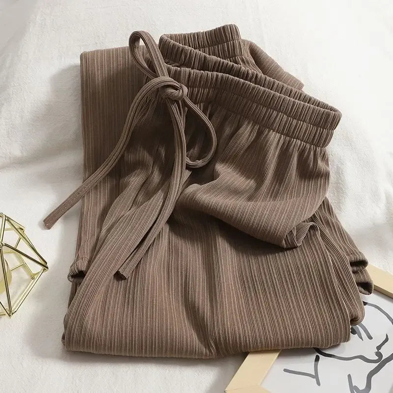 Women’s High-Waist Ribbed Wide-Leg Trousers