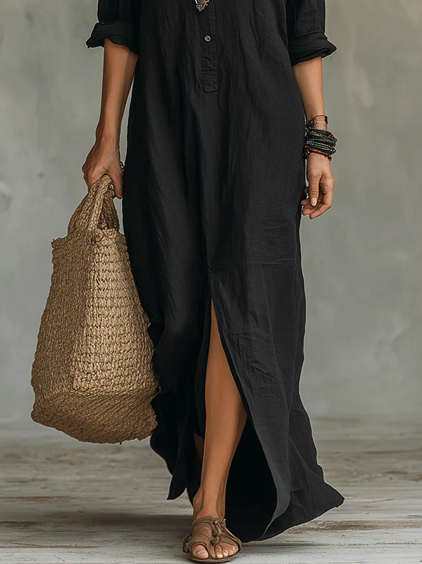 Women’s Relaxed Collared Maxi Shirt Dress