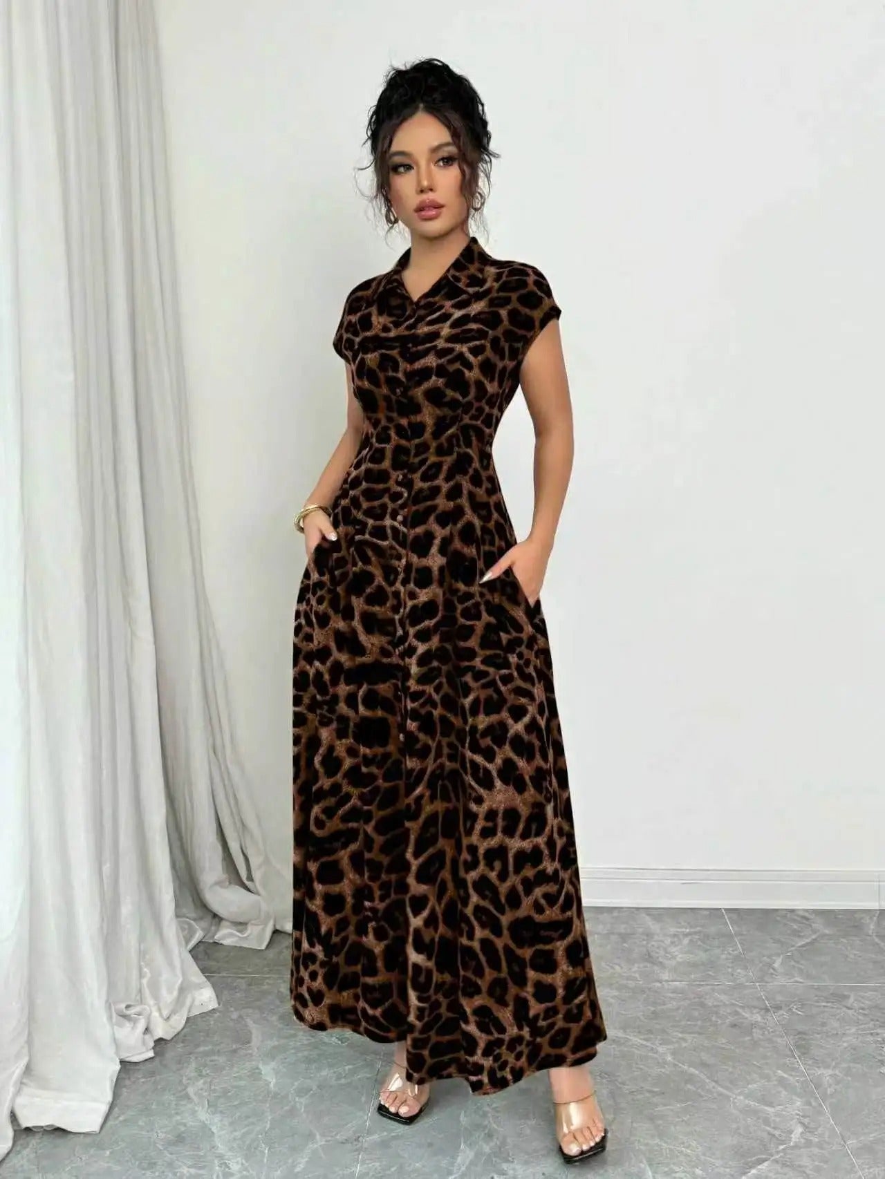 Women's Leopard Print Maxi Dress