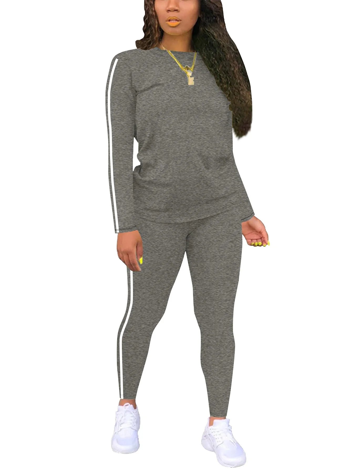 Women’s Striped Knit Long Sleeve Top & Trousers Co-Ord Set