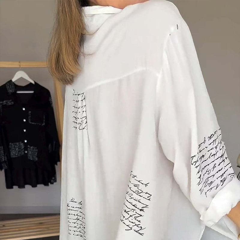 Women's Script Print Relaxed Button Shirt