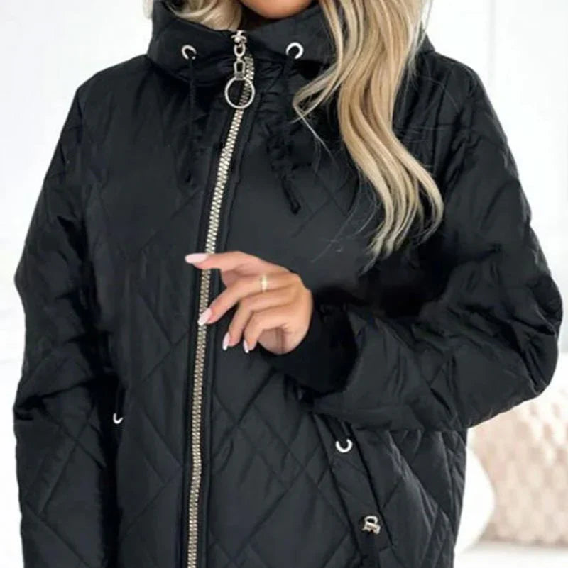 Women’s Quilted Winter Puffer Jacket with High Collar
