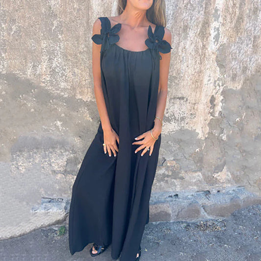 Women's elegant maxi dress with floral strap