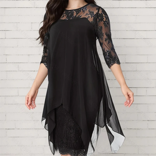 Women’s Lace Overlay High-Low Dress