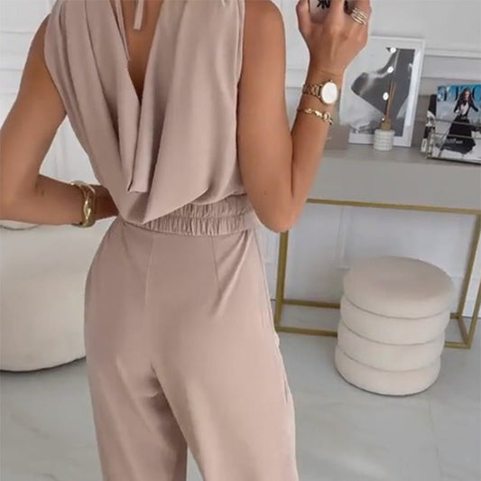 Women’s Floral Shoulder Detail Wide-Leg Jumpsuit
