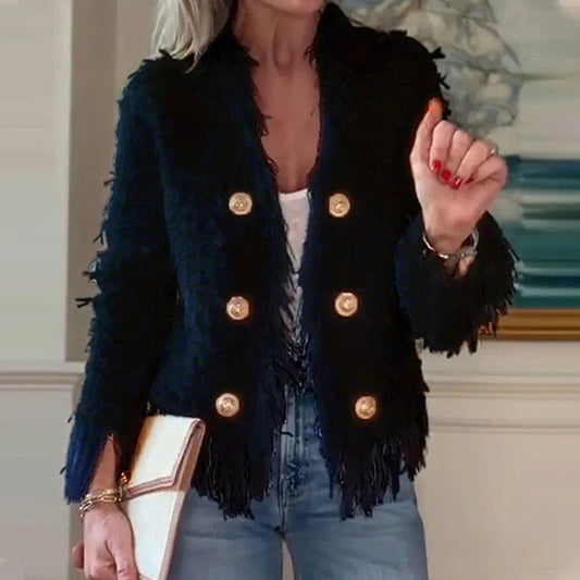 Women’s Aurelia Button Fringe Cropped Coat