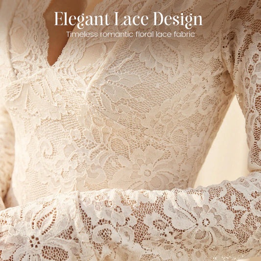 Women’s Floral Lace V-Neck Ruffle Hem Dress