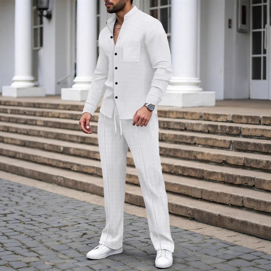 Men’s Textured Shirt and Trousers Set