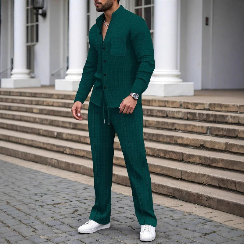 Men’s Textured Shirt and Trousers Set