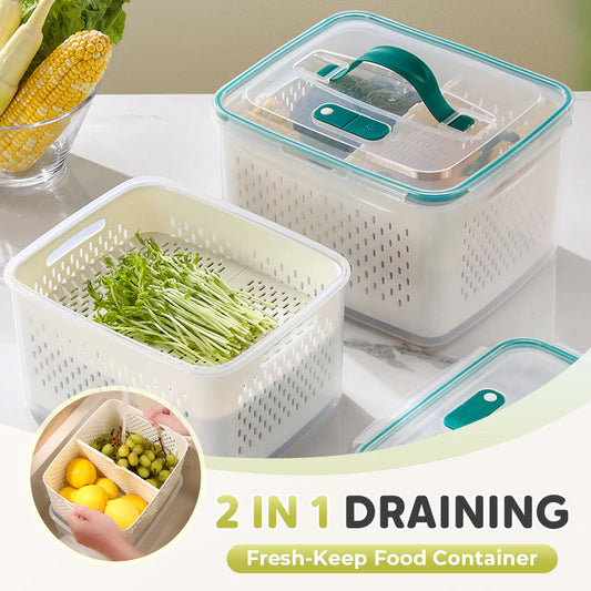 Food Storage Container with Removable Drainer & Airtight Lid