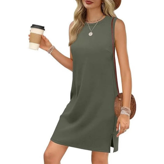 Women's Sleeveless Side-Slit Dress