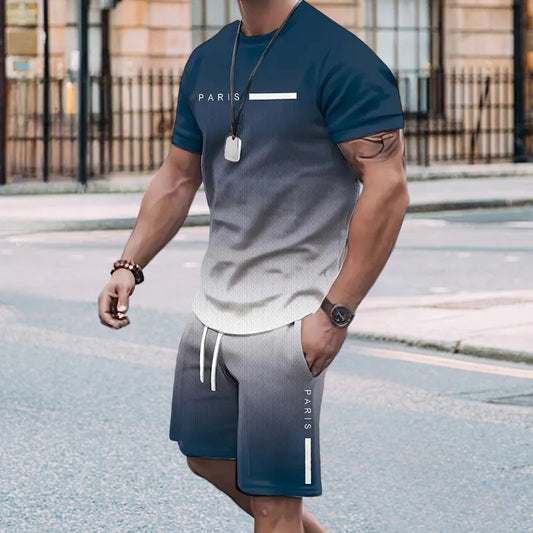 Men’s Gradient T-Shirt and Shorts Set