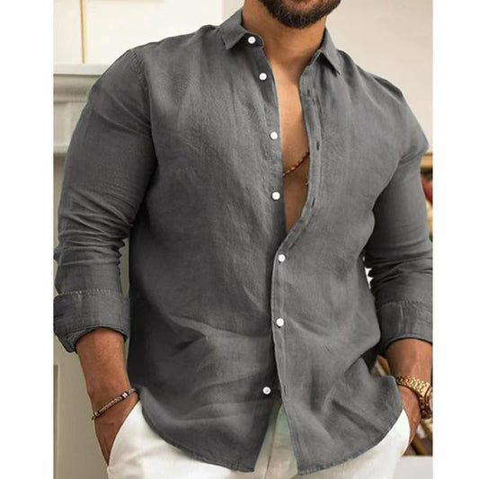 Men’s Cotton-Linen Button-Down Shirt
