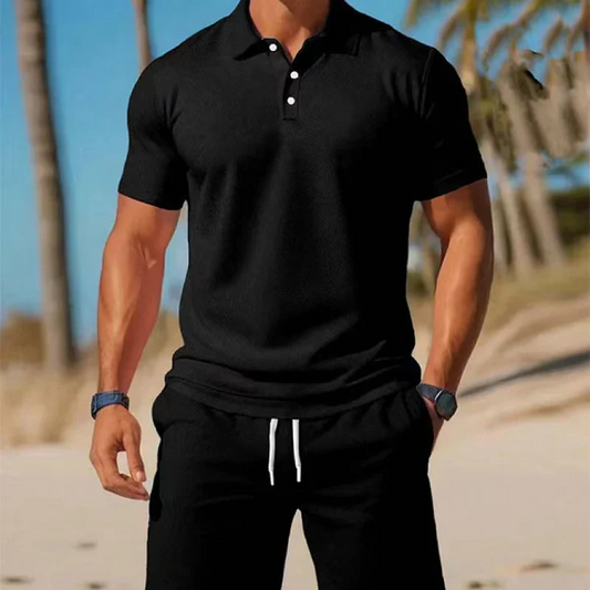 Men’s Polo Shirt and Drawstring Shorts Set