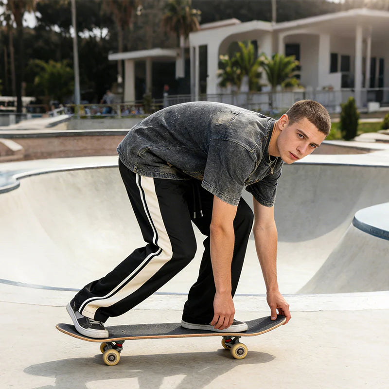 Men’s Striped Loose-Fit Track Trousers