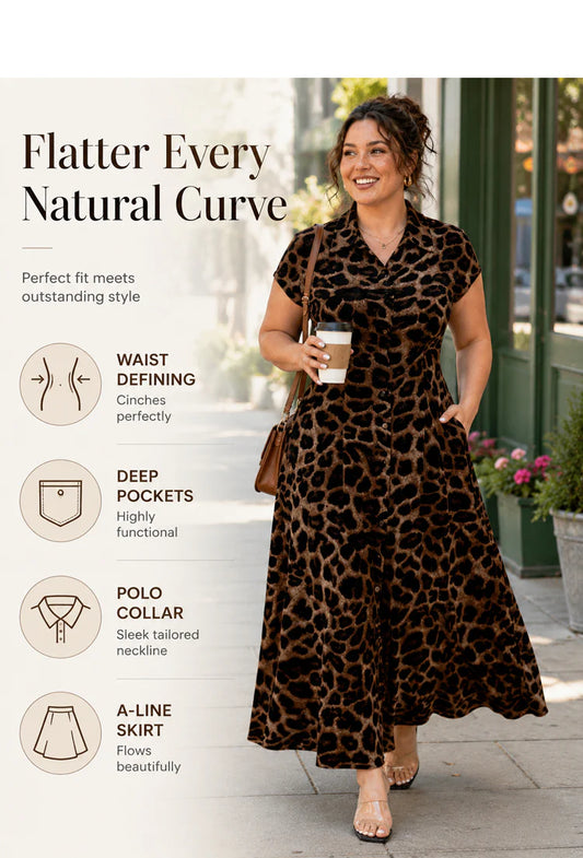 Women's Leopard-Print Collared Maxi Dress