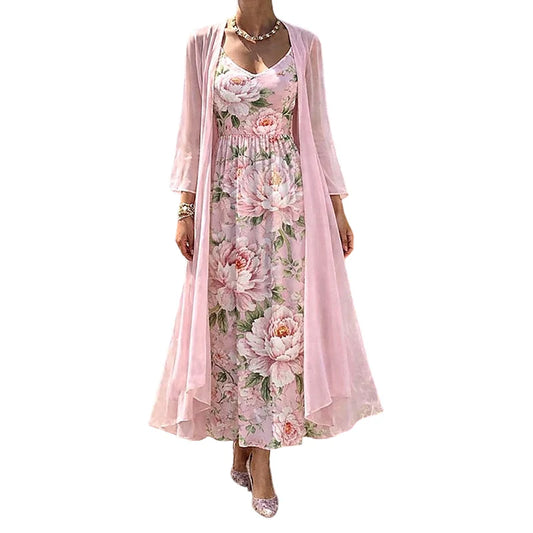 Women's Floral Dress and Cover-Up Set