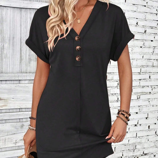 Women's V-Neck Button-Down Dress