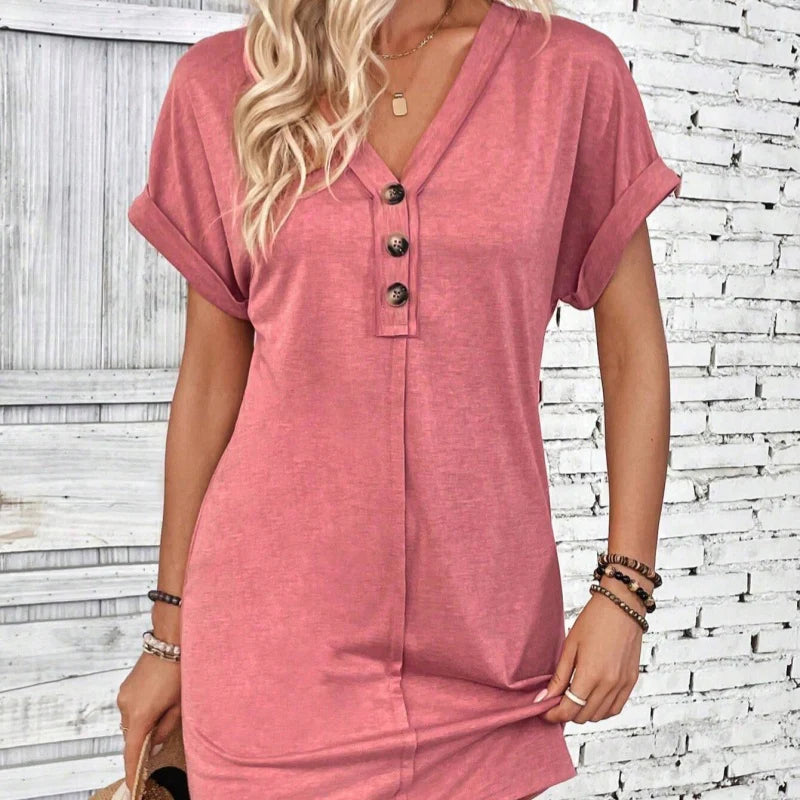 Women's V-Neck Button-Down Dress