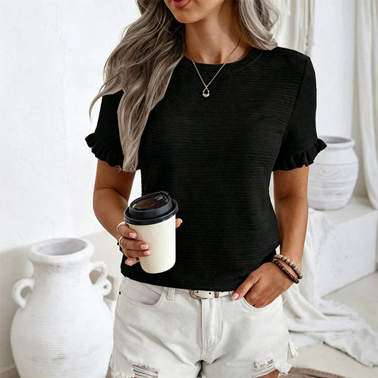 Women's Textured Ruffle-Sleeve Top