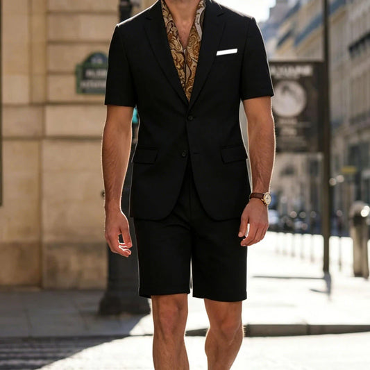 Men’s Short-Sleeved Blazer and Shorts Set
