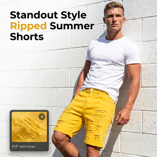 Men’s Distressed Rolled-Hem Shorts