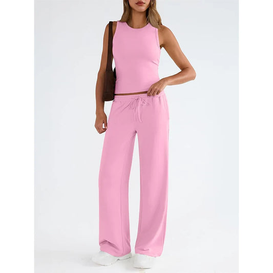 Women's Sleeveless Top and Wide-Leg Trousers Set