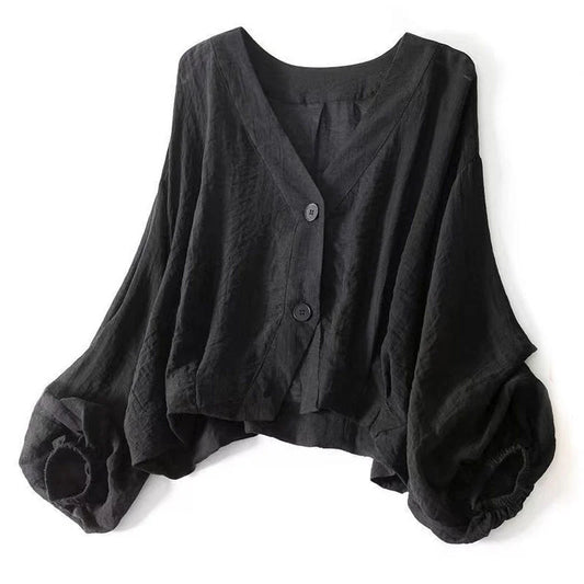 Women’s Sheer V-Neck Cropped Blouse