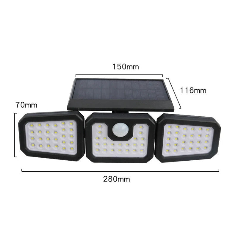 Solar Triple-Head Motion Sensor Wall Light