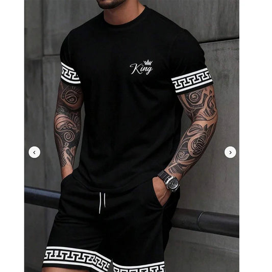 Men’s Contrast Trim T-Shirt and Shorts Set