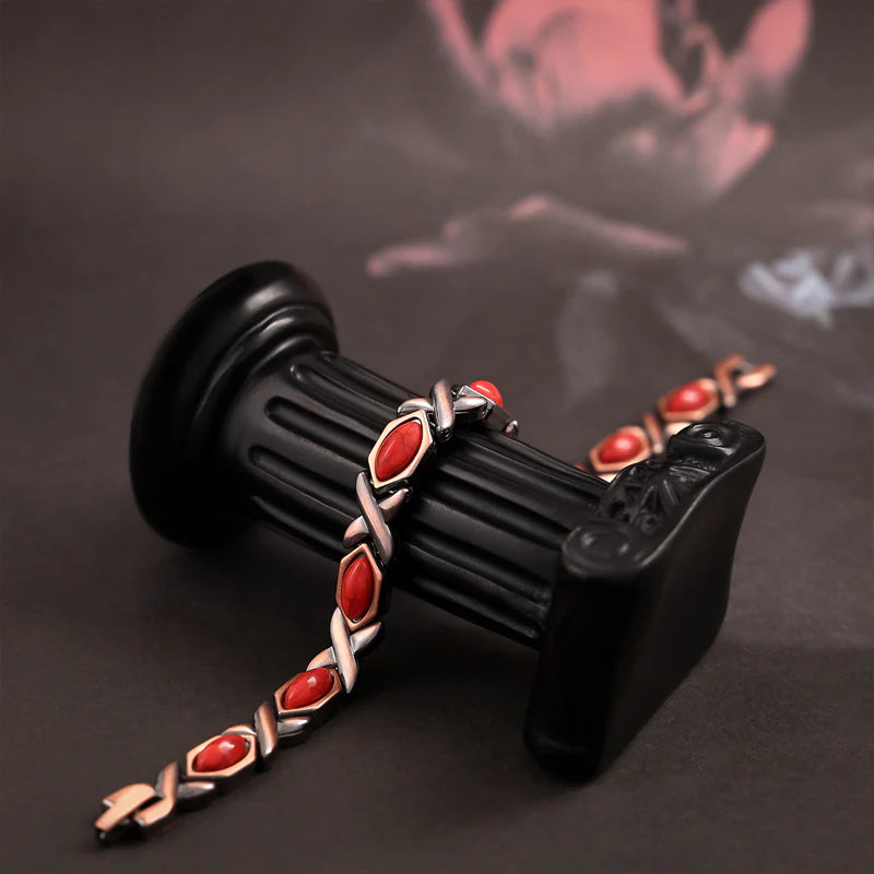 Antique Copper-Finish Magnetic Stone Bracelet