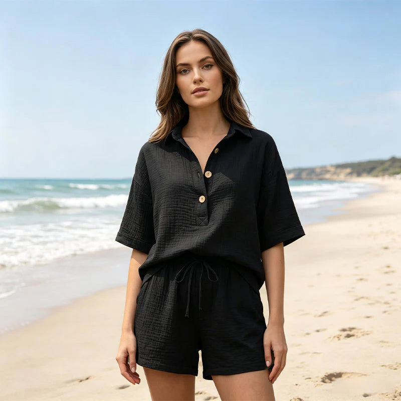 Women’s Textured Shirt and Shorts Set