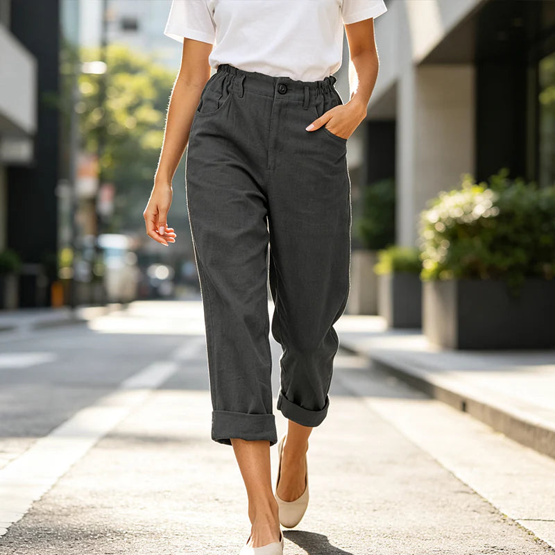 Women’s Relaxed High-Waist Cuffed Trousers