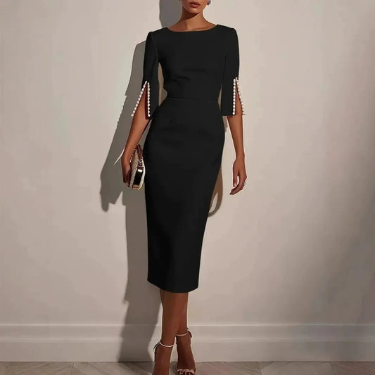 Women’s Beaded Split-Sleeve Pencil Dress