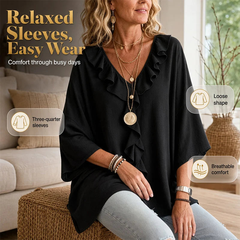 Women’s Ruffle-Trim V-Neck Blouse