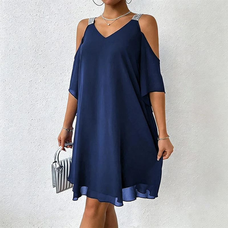 Women’s Cold-Shoulder V-Neck Dress