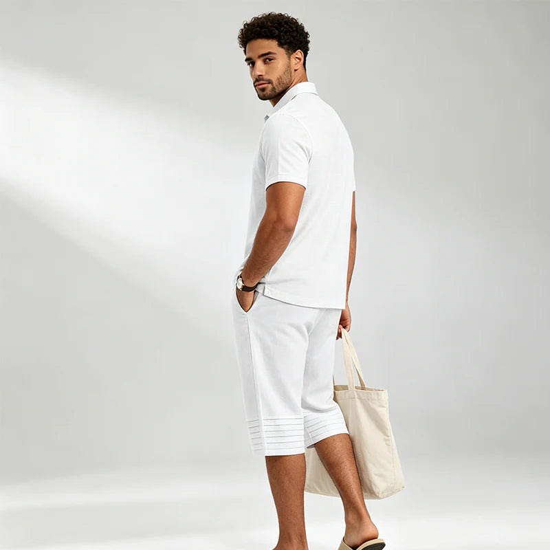Men’s Summer Polo and Cropped Trousers Set