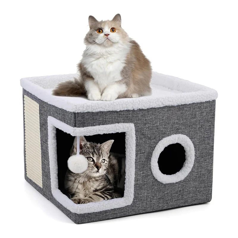 Foldable Two Level Cat Cube
