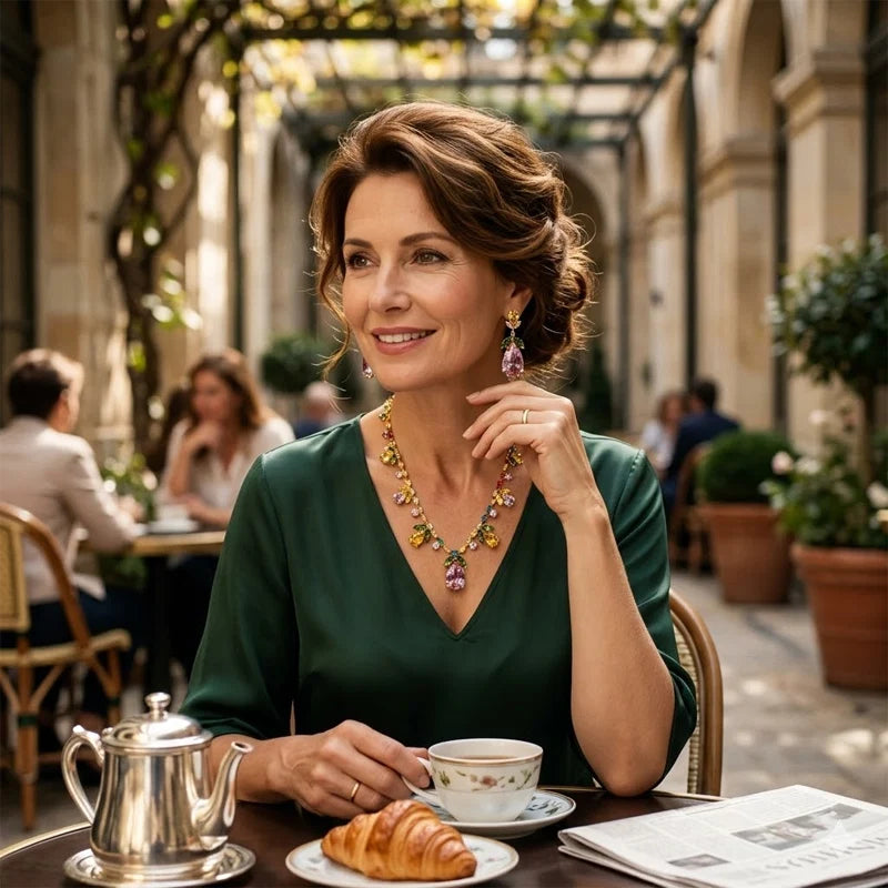 Elegant Tulip Necklace and Earrings Set