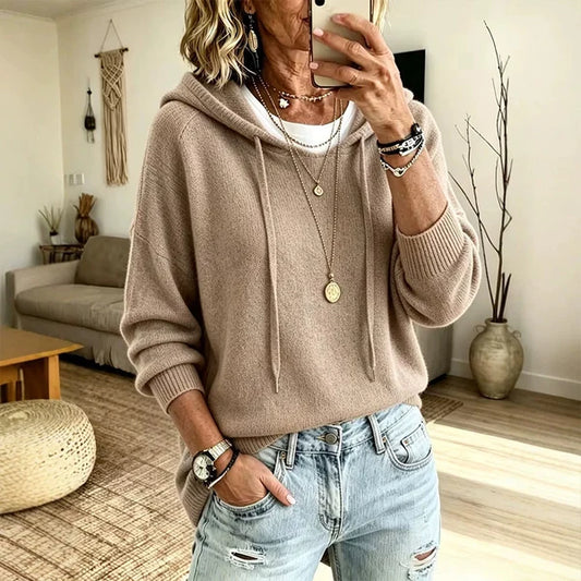 Women's Drawstring Hooded Knit Jumper