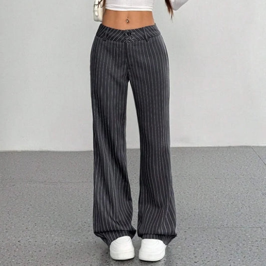 Women's Pinstripe Flared Trousers