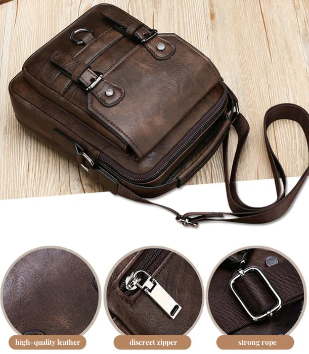 Men’s Genuine Leather Everyday Shoulder Bag with Bonus Wallet