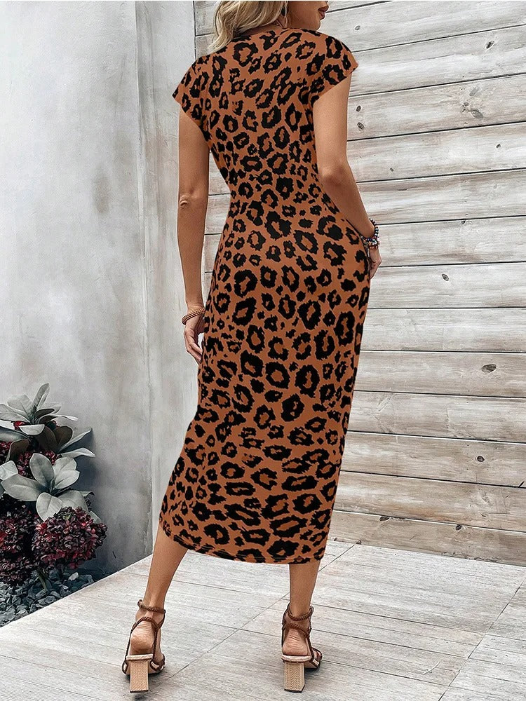 Women’s Printed Waist-Knot Midi Dress