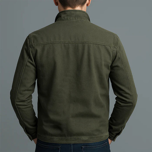Men’s Washed Cotton Zip-Up Lapel Jacket