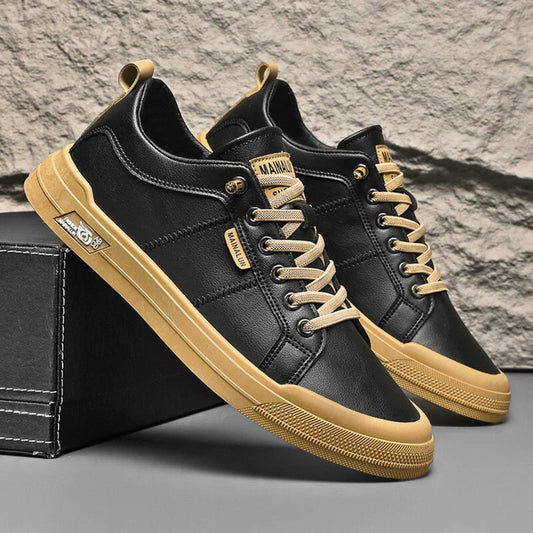 Men’s Low Profile Leather-Look Casual Trainers