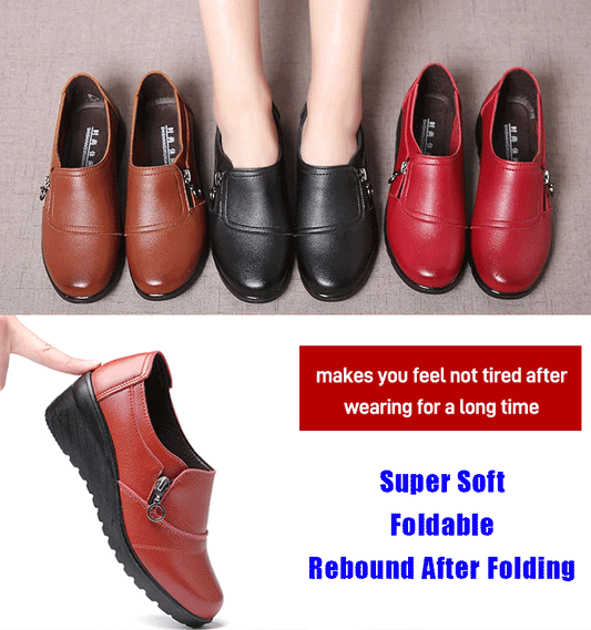 Casual Leather-Look Round Head Shoes