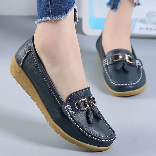 Women Flats Ballet Leather-Look Breathable Casual Shoes
