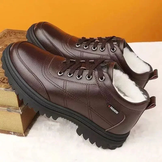 Winter thick fluffy warm thick leather-Look boots for men