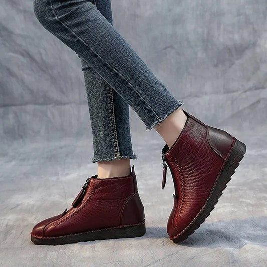 Women's Leather-Look Non-Slip Ankle Boots