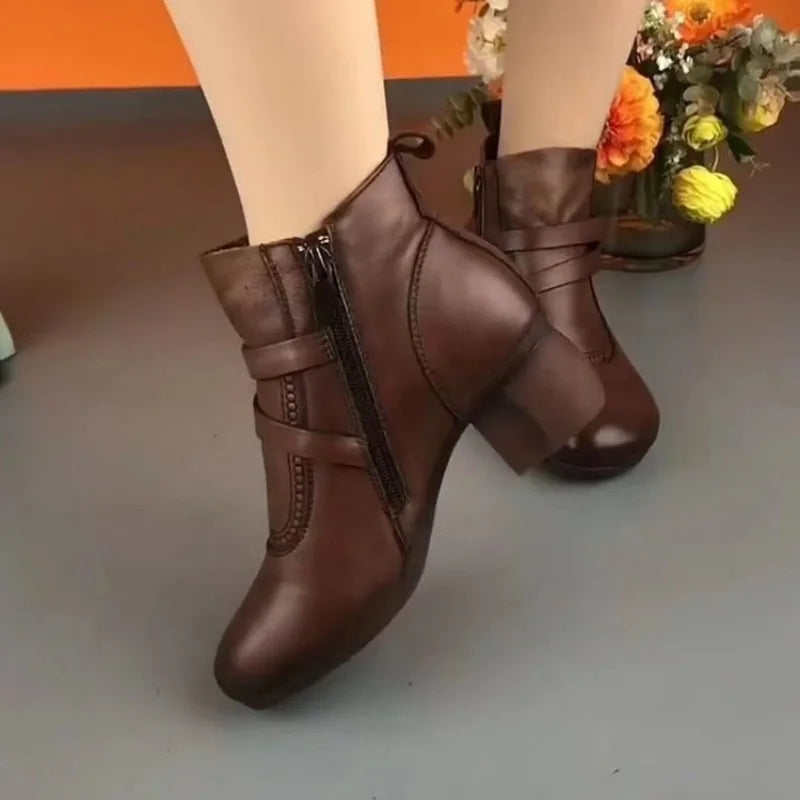 women's vintage leather-look boots